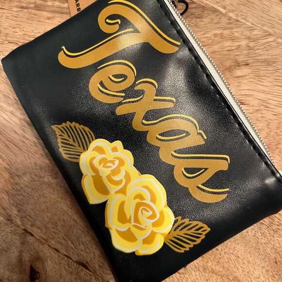 Starbucks coffee Texas Tx Coin Purse wallet Key ring roses blue - Picture 2 of 3